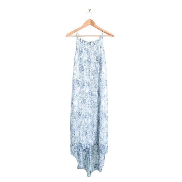 Old Navy Maxi Dress Blue White Lined Spaghetti Straps Tie Front Women's L NWT - Picture 1 of 7